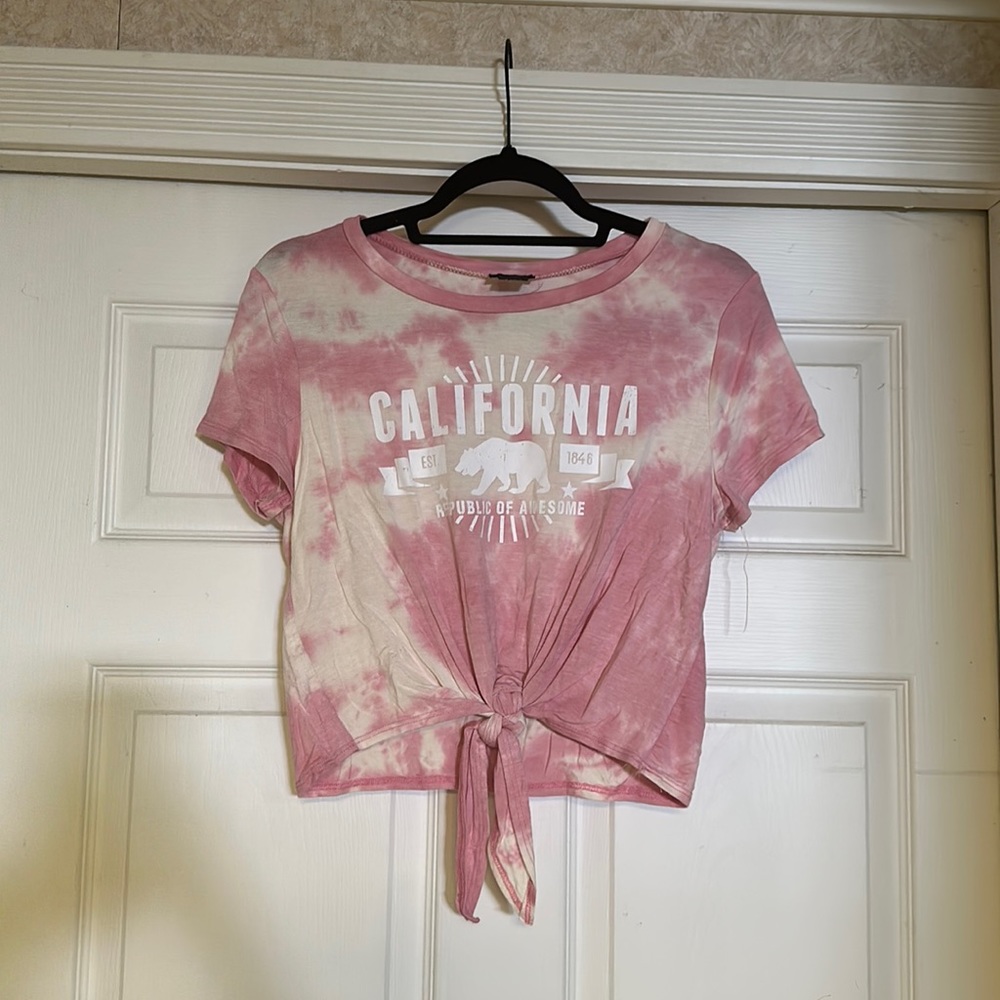 Pink Acid Washed California Crop Top